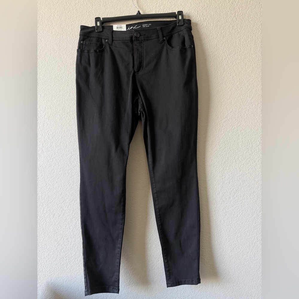 INC International Concepts Deep Black Skinny Leg Pants NWT